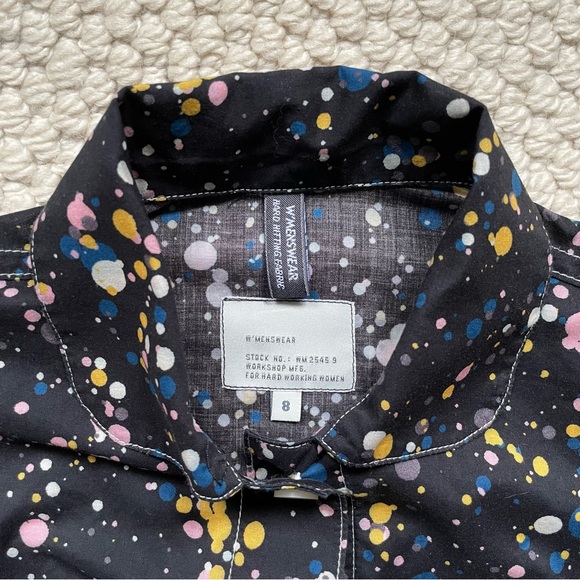 W’menswear black button front dress with multicoloured paint splatter design - Picture 13 of 16